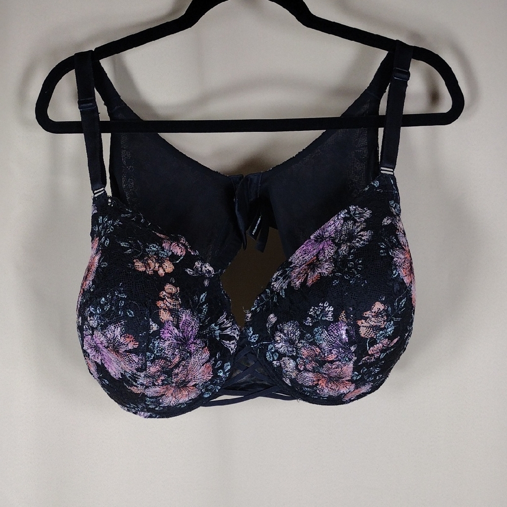 Torrid Curve Plus Size Unlined Longline Underwire Push Up Floral Flower Bra